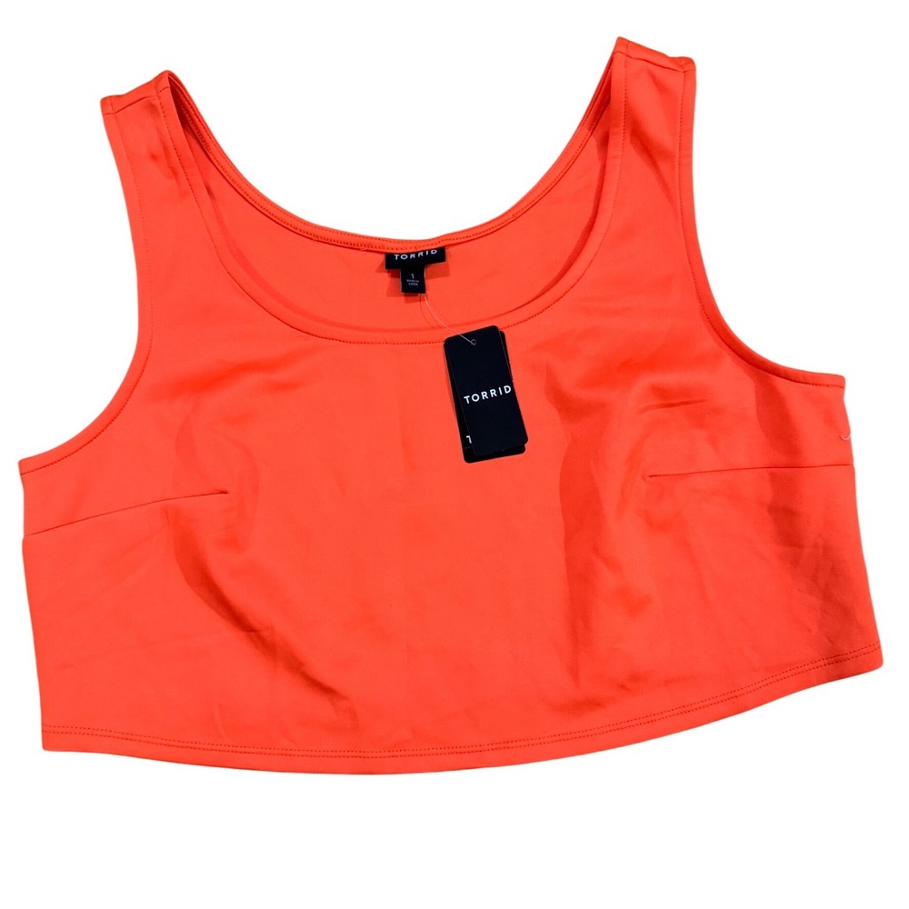 Torrid Womens Plus Size 1 Orange Scoop Neck Sleeveless Stretch Crop Top NWT